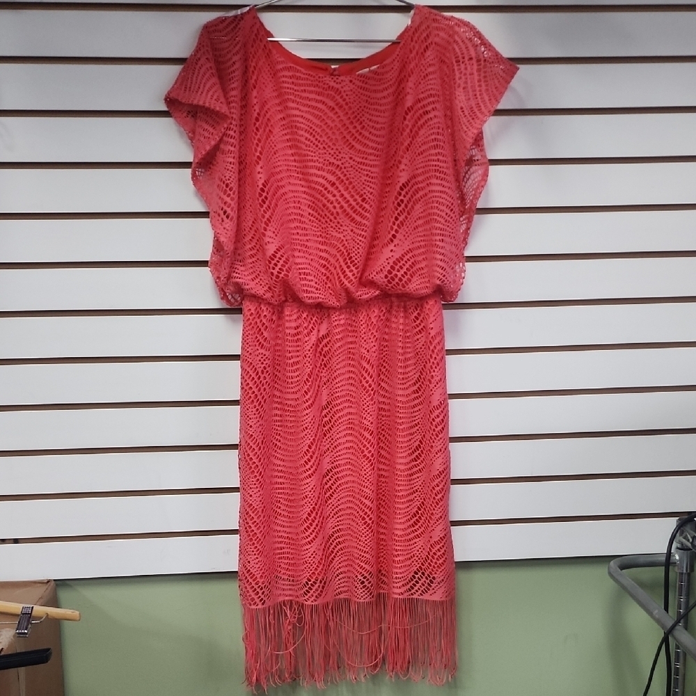 Coral Pink Lace Dress 10